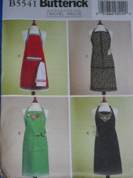 5541 BUTTERICK 4 BIB CONTRAST APRONS, DETACH ORNAMENTS, POCKET PATTERN 8-18